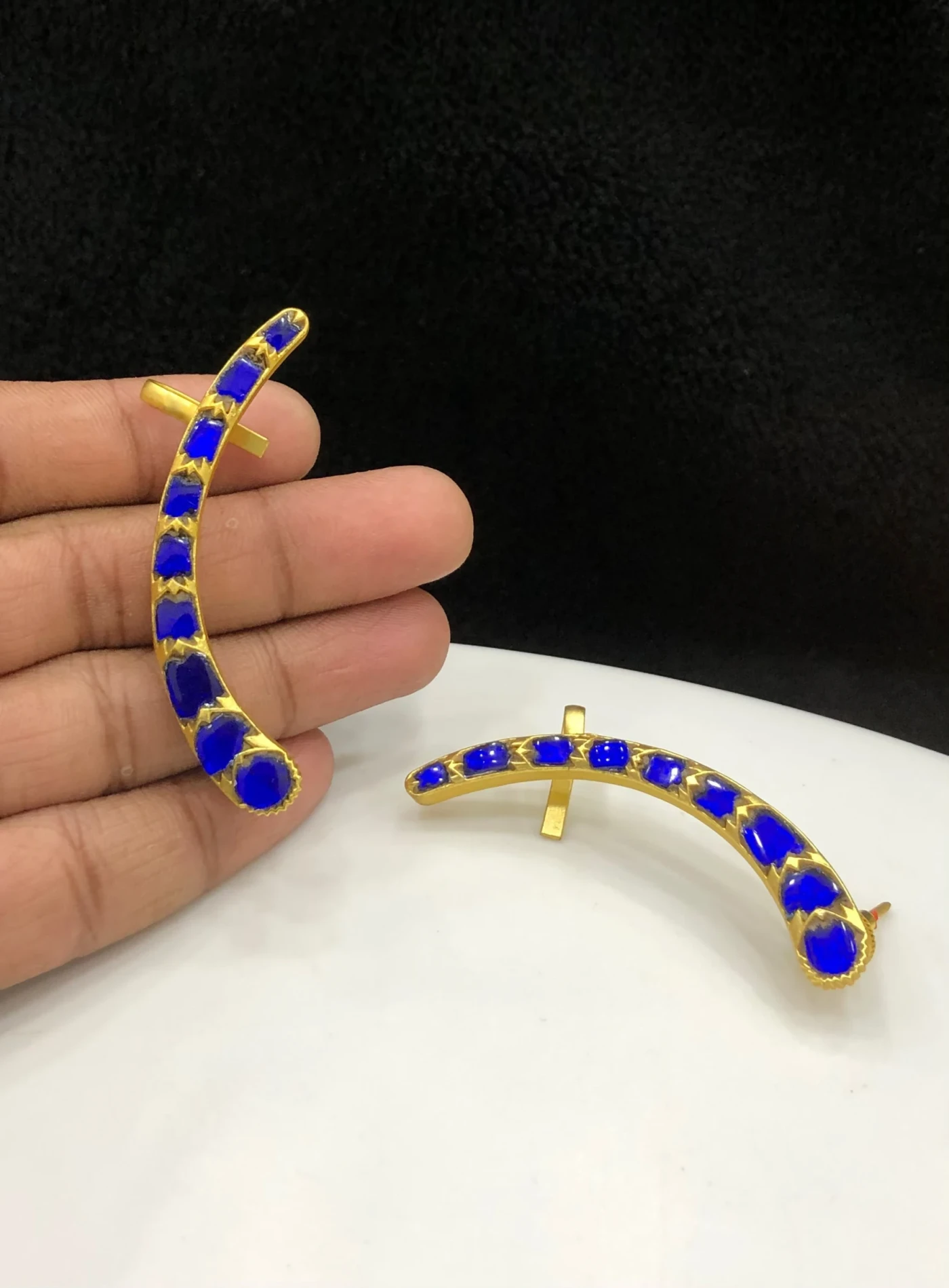 Jadau Stone Curved Earcuff Earrings